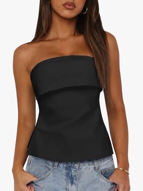 Y2K Long Line Tube Top - black